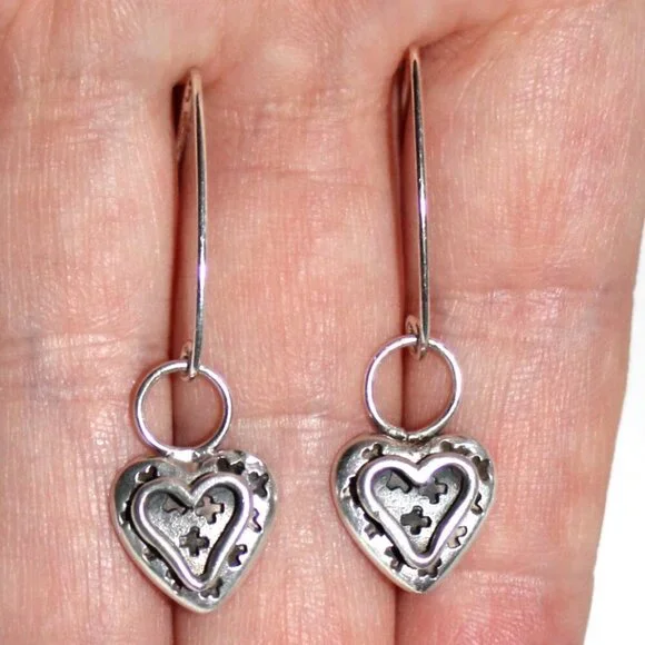 Sterling Silver Heart Earrings - Picture 4 of 4
